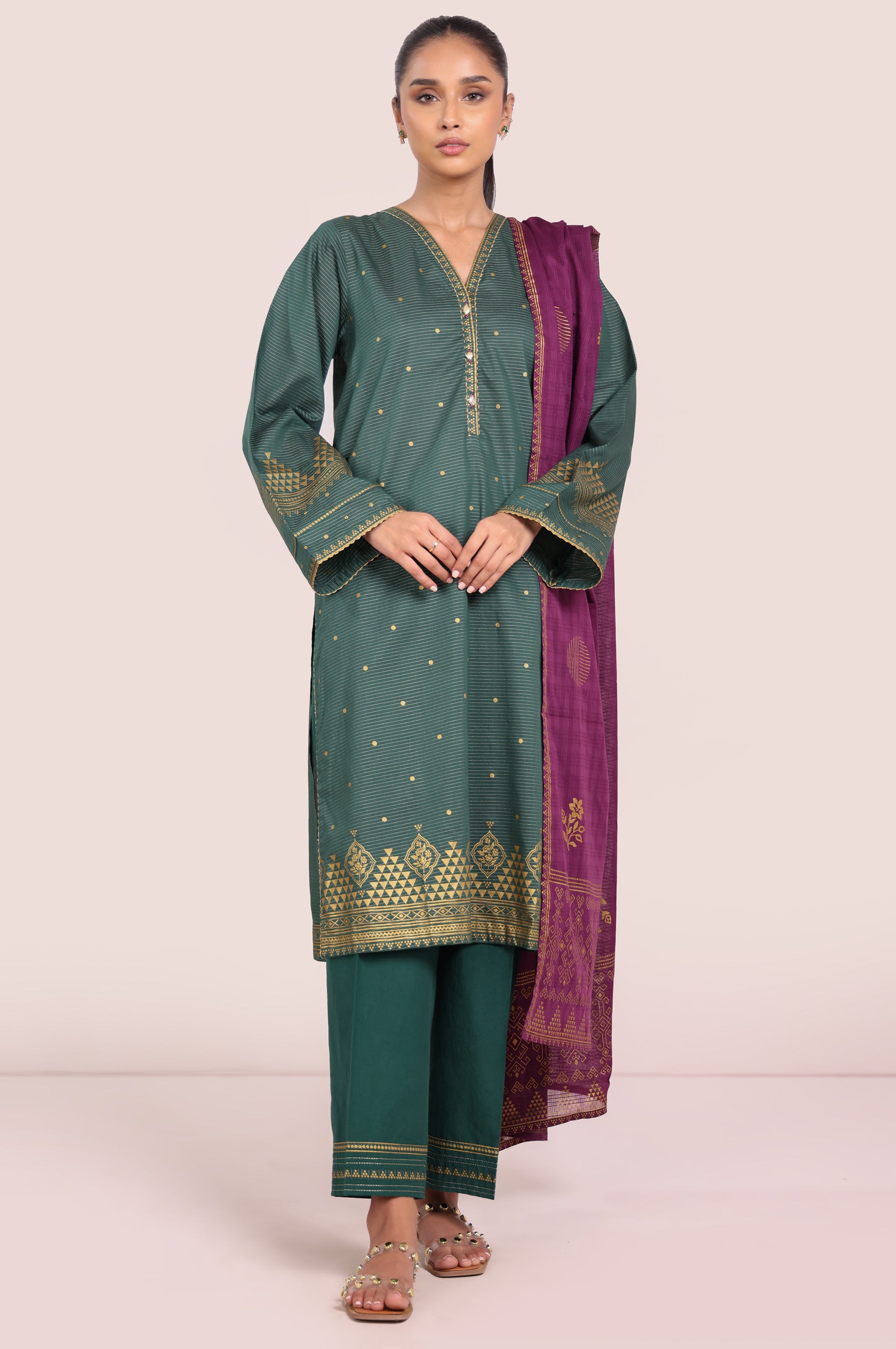 Stitched 3 Piece Paste Printed Dobby Mysuri Suit